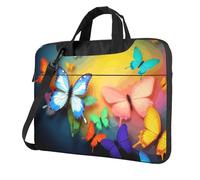 Colorful with Butterfly Laptop Bag 13-15.6Inch, 360° Protective Laptop Sleeve Case Shockproof Messenger Shoulder Bag Waterproof Computer Case Carrying Cover Briefcases for Men Women