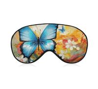Colorful with Butterfly Sleep Mask for Women Men Side Sleeper Eye Cover with Adjustable Strap Soft Breathable Blackout Mask Slip-Free Deep Sleeping Travel Essentials