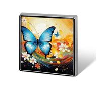 Colorful with Butterfly Square Lapel Pin for Men Women Personalized Lapel Badge Metal Brooch Printed Aluminum Alloy Memorial Pins for Backpack Clothing Decoration Business