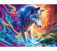 Colorful Wolf 1000-piece Jigsaw Puzzle Bundle Magical Cosmic Creatures Family Puzzle Lovers Brain Training Mindful Activity Spring Paperboard Creativity & Gift Giving 1000 PCS/75x50cm