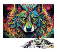 Colorful Wolf 1000-Piece Jigsaw Puzzle Impossible Jigsaw Puzzles for Adults for Birthdays And Holidays 50x75CM/19.68x29.52inch
