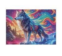 Colorful Wolf 300 Piece Jigsaw Puzzle for Adults Luminous Enchanted Beasts Date Night Activity Couple Bonding Beautiful Design Ideal Anniversary Present 300 PCS