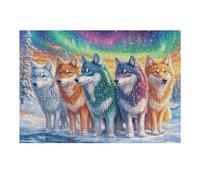 Colorful Wolf 300 Piece Premium Jigsaw Puzzle Doll Animal Pet For Men Educational Decompression Adults Anxiety Memory Care Mothers Valentines Creativity Gift Giving 300 PCS