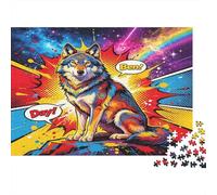 Colorful Wolf Art Jigsaw Puzzle 1000 Piece Jigsaw Puzzle Paper for Adults Creative Comic Style Relaxing Home Decor Focus Game 52x38cm/1000pcs