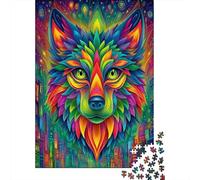 Colorful Wolf Art Print-1 Jigsaw Puzzles Puzzles for Adults Kids. 1000 Pieces Impossible Challenge Toy Educational Games Home Decoration for Adults& Kids Age 14 Years Up 52x38cm/1000pcs