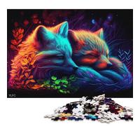Colorful Wolf Cubs Puzzles 500 Pieces Wooden Puzzles for Adults & Teenager Learning Educational Toys 500pcs (52x38cm)