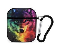 Colorful Wolf Face Slim Compatible with Airpod Case Protective Hard Cover Skin Shockproof