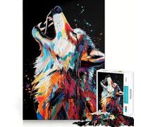 Colorful Wolf Howl Jigsaw 1000 Pieces for Teenagers Strong Memory, Snug Cut, Joyful Challenge, Home Display (38x52cm)