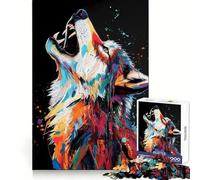 Colorful Wolf Howl Jigsaw Puzzles for Adults1000 Pieces Mindful Game, Fine Cut, Happy Challenge, Xmas Gift (50x75cm)