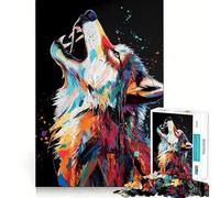 Colorful Wolf Howl Jigsaw Puzzles for Adults1000 Pieces Mindful Game, Fine Cut, Happy Challenge, Xmas Gift (50x75cm)