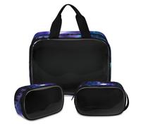 Colorful Wolf Makeup Bag for Women Men, Wolf Translucent Cosmetic Bag Wash Pouch Shower Bag 3 Pcs Travel Toiletry Toiletries Cosmetic Organizer