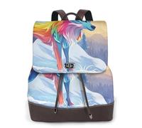 Colorful Wolf Snow Mountain Ladies Travel Fashion Back Pack,Casual backpack,Print Women's leather backpack for Work