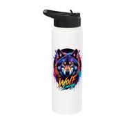 Colorful Wolf Splash Art Wildlife Animal Wolf Energy Stainless Steel Insulated Water Bottle