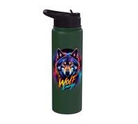 Colorful Wolf Splash Art Wildlife Animal Wolf Energy Stainless Steel Insulated Water Bottle
