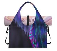 Colorful Wolf Sports Duffel Bag for Women Men Wolf Weekend Overnight Bag with Shoe Compartment Shoulder Tote Luggage Bag for Yoga Gym Travel