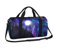 Colorful Wolf Sports Duffel Bags Wolf Weekend Overnight Bag Casual Tote Holdall Travel Gym Luggage Duffel Bag for Kids Girls Boys Women Men