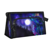 Colorful Wolf Travel Toiletry Bag for Women Men Girls Boys Wolf Multifunctional Makeup Pouch Bag Wash Toiletries Cosmetic Organizer Shower Bag