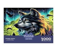 Colorful Wolf Under Aurora Sky 1000 Piece Impossible Puzzle for Adults - Challenging Jigsaw Puzzles, Family Activity & Mind Game Gift 70x50cm/1000pcs