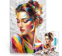 Colorful Woman Portrait1000 Piece Jigsaw Puzzle for teenagers Family Game for and Every Piece is Unique - Challenging Family Fun Game 38x26cm