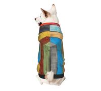Colorful Wood Board Printed Dog Hoodie Soft Dog Sweatshirt Cute Cat Dog Clothes for Small Dogs Kitten Puppy, XL