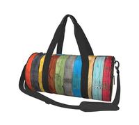 Colorful Wood Board Printed Sports Gym Bag with Wet Pocket & Shoes Compartment, Travel Duffel Bag for Men Women