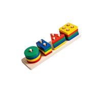 Colorful Wood Building Block Sorting Stacking Game Toy for Kids Learning Space Awareness and Problem Solving Skill Geometric Shape Sorting Toy