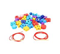 Colorful Wood Lacing Beads Educational Toy for Kids Early Learning Age 3+ with Safe MDF Material 33 Letters (26 Numbers Calculation)
