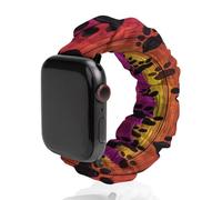 Colorful Wood Paw Print Watch Band Compatible with Apple Watch Elastic Scrunchie Watch Strap Replacement Wristband
