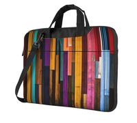Colorful Wood Print Ultra-Thin Laptop Bag 15.6 Inch With Shoulder Strap, Waterproof Computer Case Sleeve For 13, 14, 15.6 Inch Laptops,Portable Briefcase Messenger Bag For Men Women