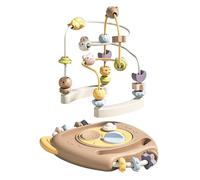 Colorful Wooden Bead Maze, Roller Coaster Activity Game, Multi Track Educational Toy, High Grade Natural Timber with Finish, Professional Early Learning Gear, Skill Builder for Boys Girls Home School