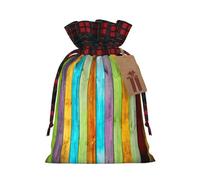 (Colorful Wooden Boards) Drawstring Gift Bags Holiday Present Goody Bags For Xmas Party S