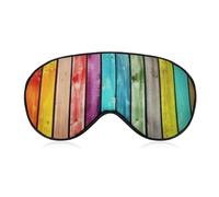 Colorful Wooden Boards Eye Mask, Side Sleeping Mask Light Blindfold Sleeping Mask Nose Pad and Elastic Band for Children Women and Men