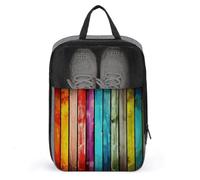 Colorful Wooden Boards Shoe Bag Travel Shoe Organizer Water-Resistant Shoe Pouch with Zipper Sneaker Dust Bag, gray, One Size, Modern