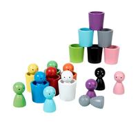 Colorful Wooden Sorting Cup Figurines Doll Toys for Toddlers Fine Motor Home Training Learning and Daycare Center Using Natural Wooden Toys