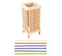 Colorful Wooden Stacking Tower Game For Kids With Hexagon Base Enhances Focusing And Hand Eye Coordination Portable Wooden Puzzle Game Storage Box