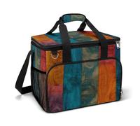 Colorful Wooden Wall Rustic Camping Cooler Bag Insulated Beach Coolers Portable Leak Proof Bags with Shoulder Strap