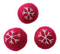 Colorful Wool Felt Balls Ornaments for Christmas Tree Decorations Soft and Polyester Fabric Lightweight Design for Holiday Home Accents (Red Snowflake / 3g)