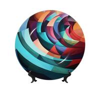 Colorful World Ceramic Decorative Plates Bone China Decorative Plate With Display Stand Handmade Ceramic Ornament Personality Porcelain Dinner Plate Crafts For Home Office Wall Decoration 25cm