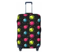Colorful Yarn Ball Print Travel Luggage Covers, Washable Suitcase Covers Protector for Luggage 18-32 Inch High Elasticity, Black, Small