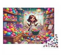 Colorful Yarn Shop 1000 Pieces Jigsaw Puzzles Engaging Educational Games Girl in Candy Room Jigsaw Puzzles Beautiful Decoration for Adults & Families 52x38cm/1000pcs