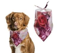 Colorful Yellow Red Rose Flower Cute Dog Bandanna Scarf Printed Adjustable Triangle Pet Kerchief for Dogs And Cats