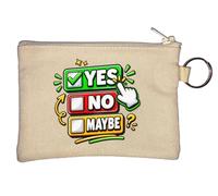Colorful Yes No Maybe Options Key Chain Coin Purse Beige