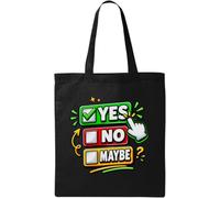 Colorful Yes No Maybe Options Natural Cotton Tote Bag Black