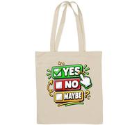 Colorful Yes No Maybe Options Natural Cotton Tote Bag White