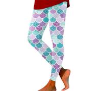 Colorful Yoga Pants for Women Casual High Waisted Tummy Control Leggings Sport Running Gym Leggings,High Waist Push up Workout Tights Solid Pattern Daily Mermaid Fish Scale Pattern Trousers