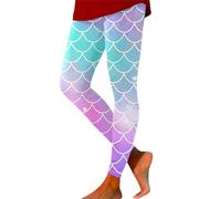 Colorful Yoga Pants for Women Casual High Waisted Tummy Control Leggings Sport Running Gym Leggings,High Waist Push up Workout Tights Solid Pattern Daily Mermaid Fish Scale Pattern Trousers