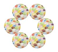 Colorful Yummy Candy Cartoon round placements fabric reusable placemats individuales para mesa de comedor 15.4x15.4in set of 6