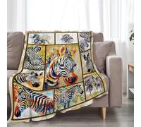 Colorful Zebra Blanket Wild Animals Print Throw Blankets for Couch Sofa Bed Lightweight Soft Cozy Fleece Plush Warm Flannel Bedding Blanket Gifts for Baby Girls Boys Kids Women Adults 50"x60"