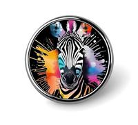 Colorful Zebra Lapel Pin Brooches Round Fashion Brooch Pin Cute Button Badges Alloy Button Pins Enamel Pins Metal Pinback for Hat Shirt Clothing Bags