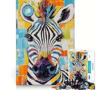 Colorful Zebra Painting Puzzles for Adults 1000 Piece Cognitive Boost, Fade Resist, Family Bond, Birthday Present (38x26cm)